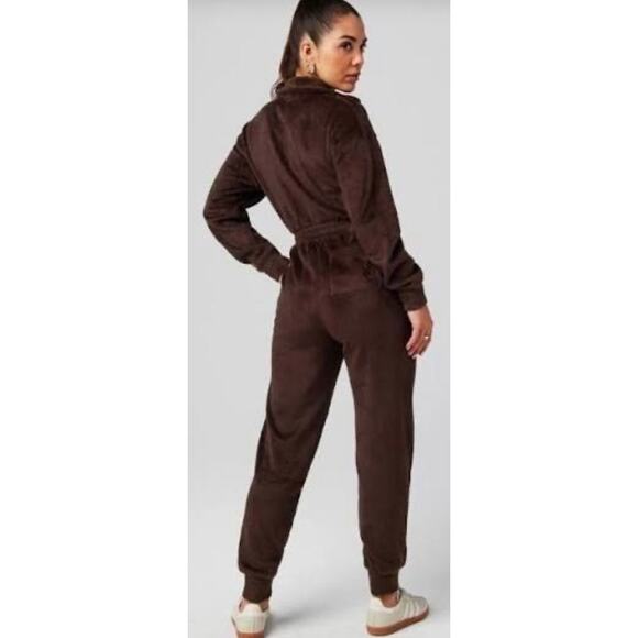 Fabletics Cozy Cord Brown Women's soft lounge comfort Jumpsuit size XL - Picture 2 of 6